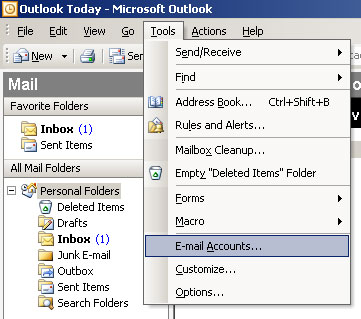 Konfiguration der Email - MS OUTLOOK